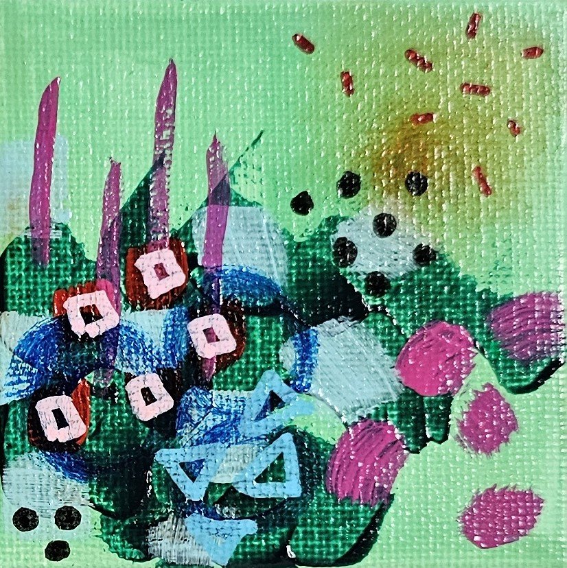 Mini Canvas With Easel Green 08