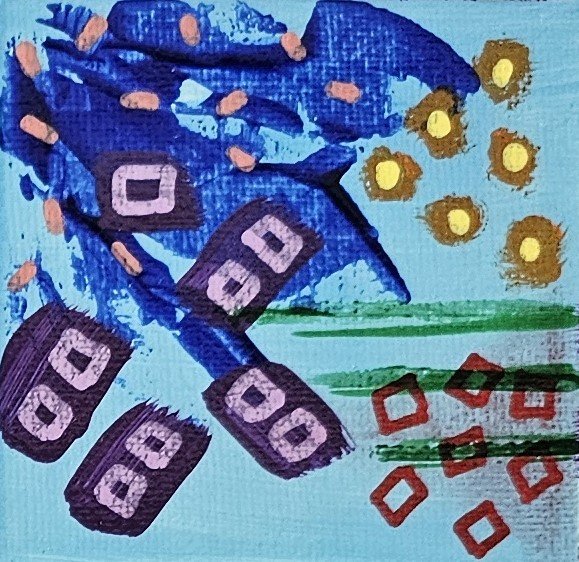 Mini Canvas With Easel Blue 12