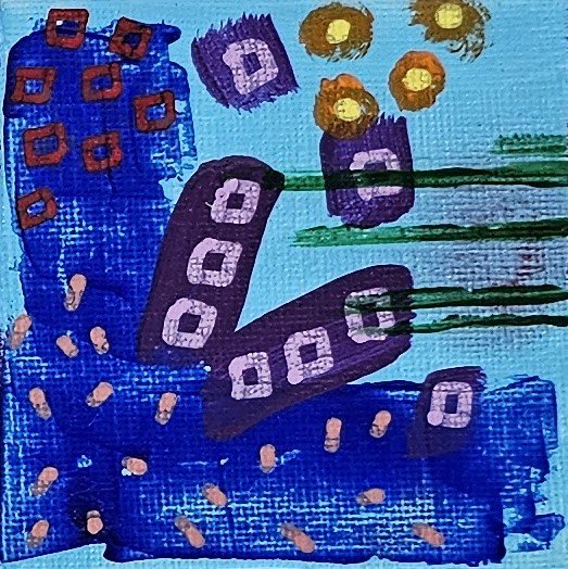 Mini Canvas With Easel Blue 06