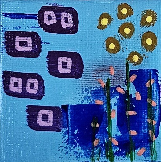 Mini Canvas With Easel Blue 07