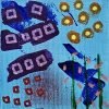 Mini Canvas With Easel Blue 09