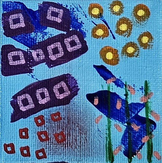 Mini Canvas With Easel Blue 09